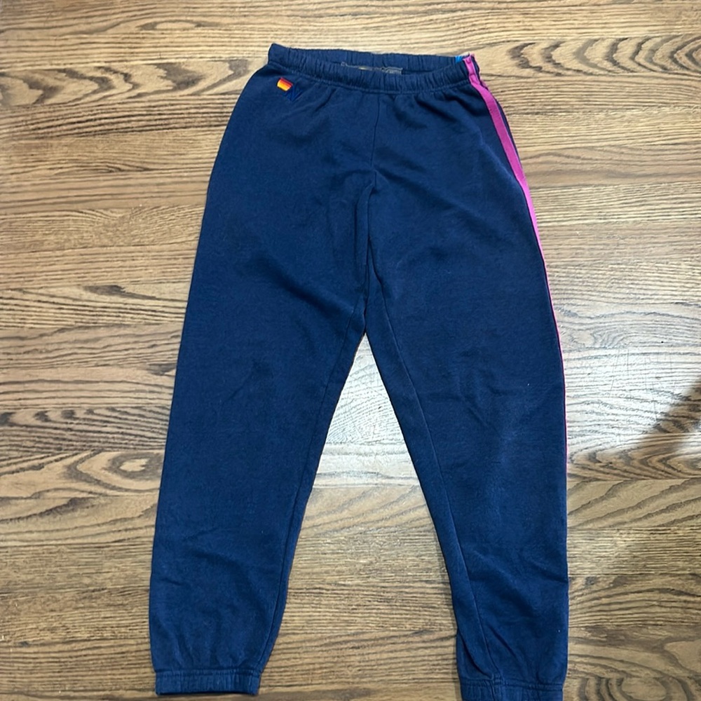 Aviator Nation 5 Stripe Sweatpants [Size: XS, Color: Navy // Pink Purple]